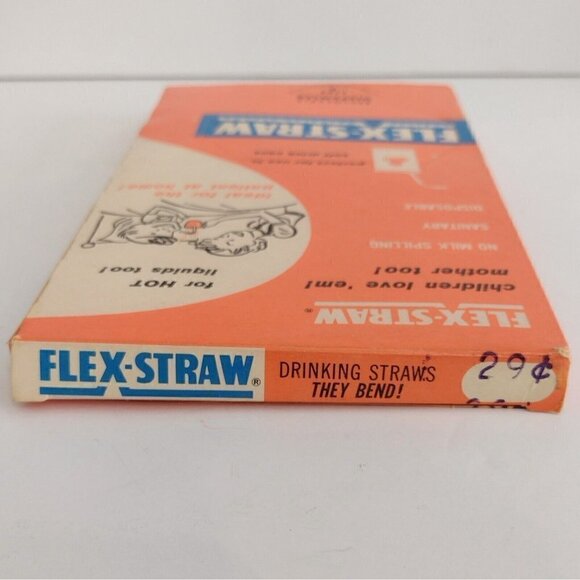 Vintage 1950s Flex Straw Drinking Paper Straws 8-1/4" Original Box 35ct - Picture 6 of 8